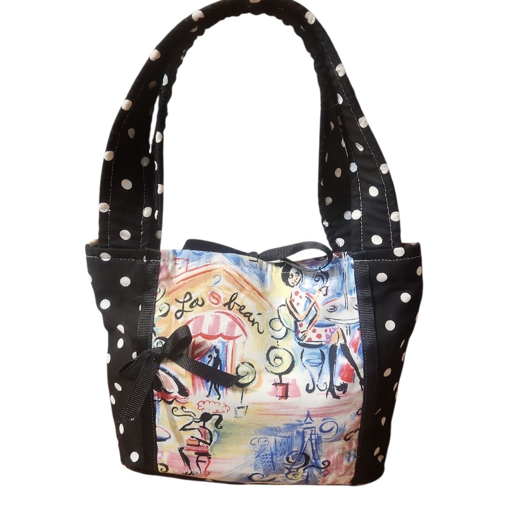 Polka Dot Black and Multicolor Tote Bag
